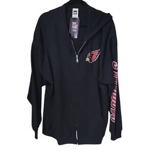 NFL Arizona Cardinals Black Zip-Up Hoodie Adult Size XL NWT